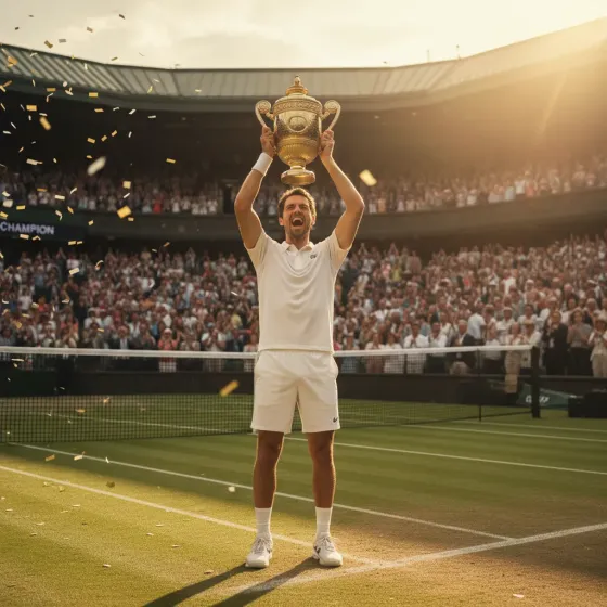 Wimbledon champion celebrating victory on Centre Court